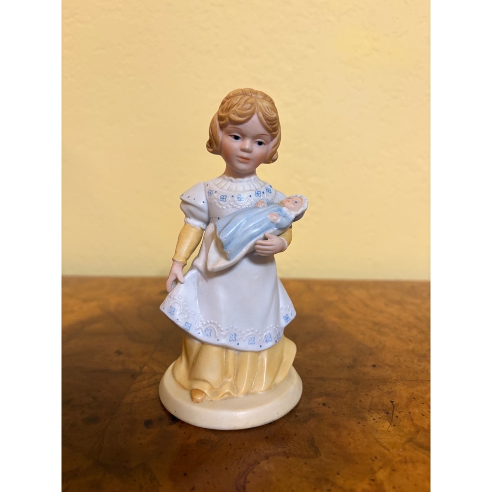 Vintage 1981 Avon A Mothers Love Porcelain Figurine Girl Holding Baby Victorian